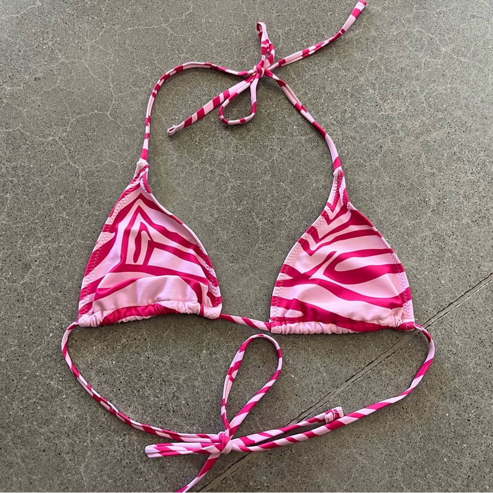 Pink Zebra Print Bikini Top